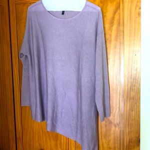 Eileen Fisher sweater asymmetrical hem lilac light